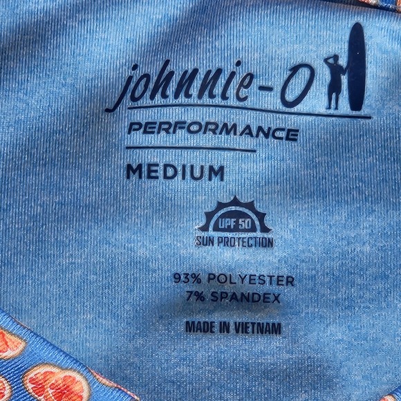 Johnnie-O Performance Polo Shirt Mens Medium Jayme Citrus Print Golf UPF 50 - Picture 9 of 14